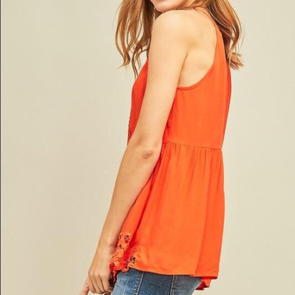 Natural High Neck Top With Crochet Details - Picture 4 of 5